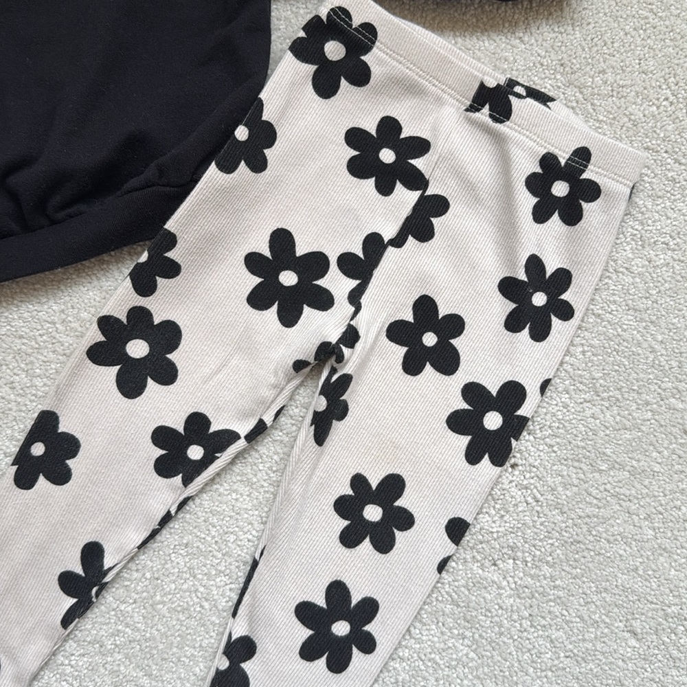 Cat & Jack Black and White Floral Kids Matching Set - Picture 2 of 5